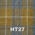 6oz Stainless Steel Hip Flask with Harris Tweed Wrap, showcasing the unique watercolor lining by The Arty Penguin.