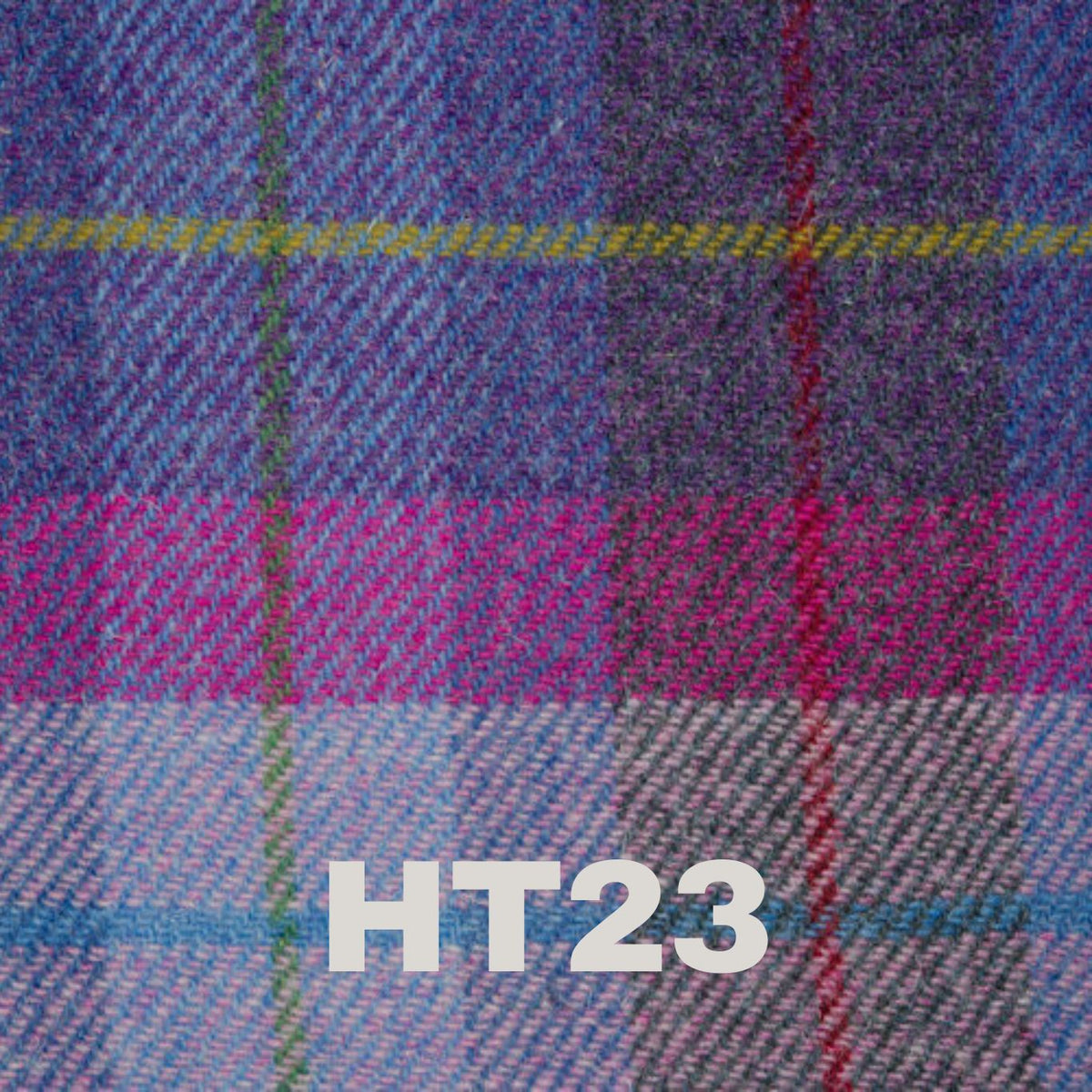 swatch of harris tweed in tones of purple and pink