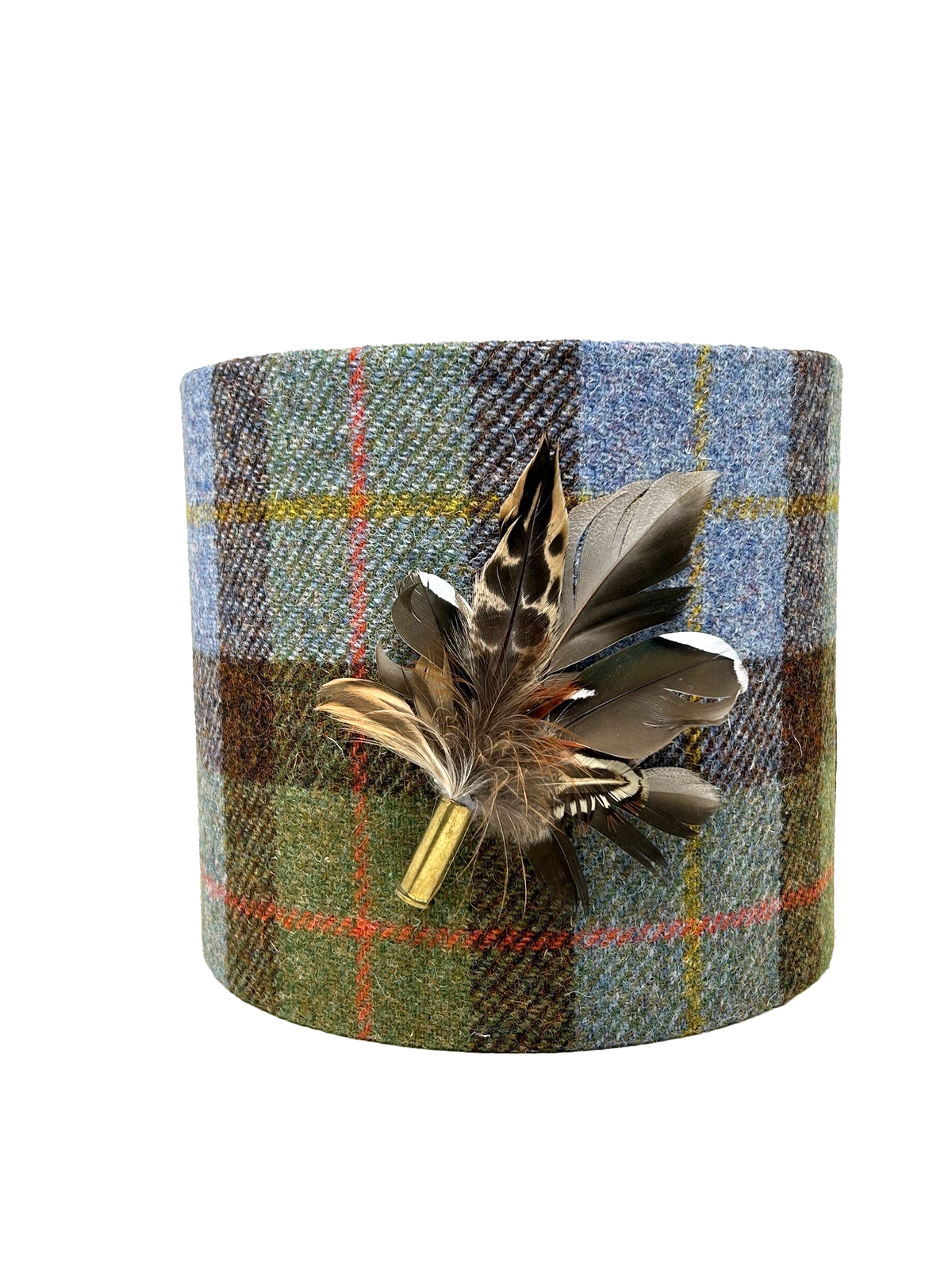 McLeod Tartan Harris Tweed Lampshade with real Pheasant Feathers