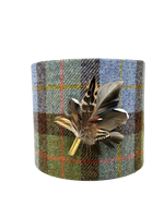 McLeod Tartan Harris Tweed Lampshade with real Pheasant Feathers