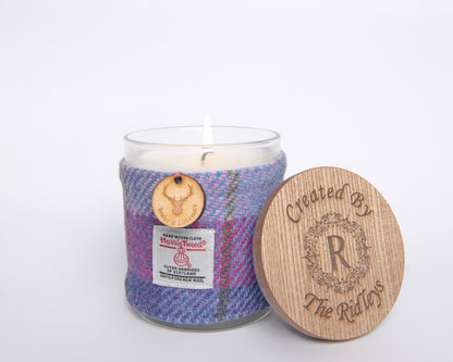 Amber & Lavender Soy Candle with Harris Tweed Sleeve