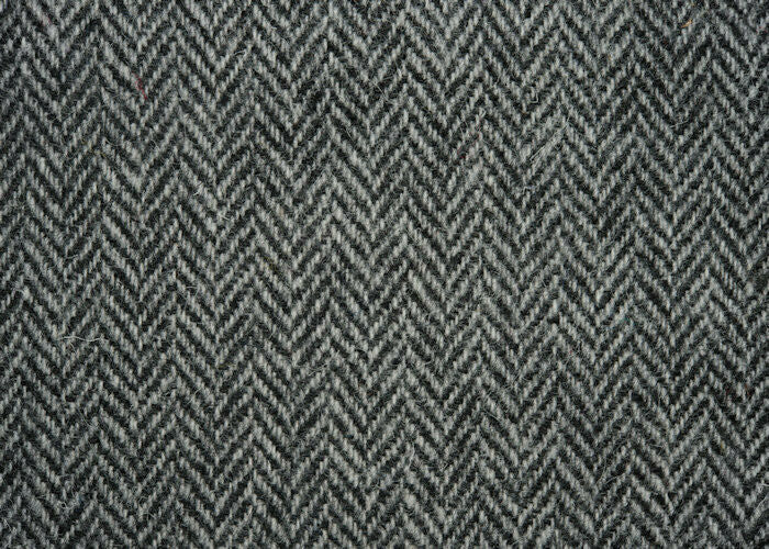 Black and Grey Herringbone Harris Tweed
