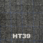 Charcoal Grey Harris Tweed with Black and Blue square pattern 