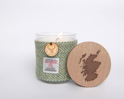 Lime Basil & Mandarin Soy Candle with Harris Tweed Sleeve