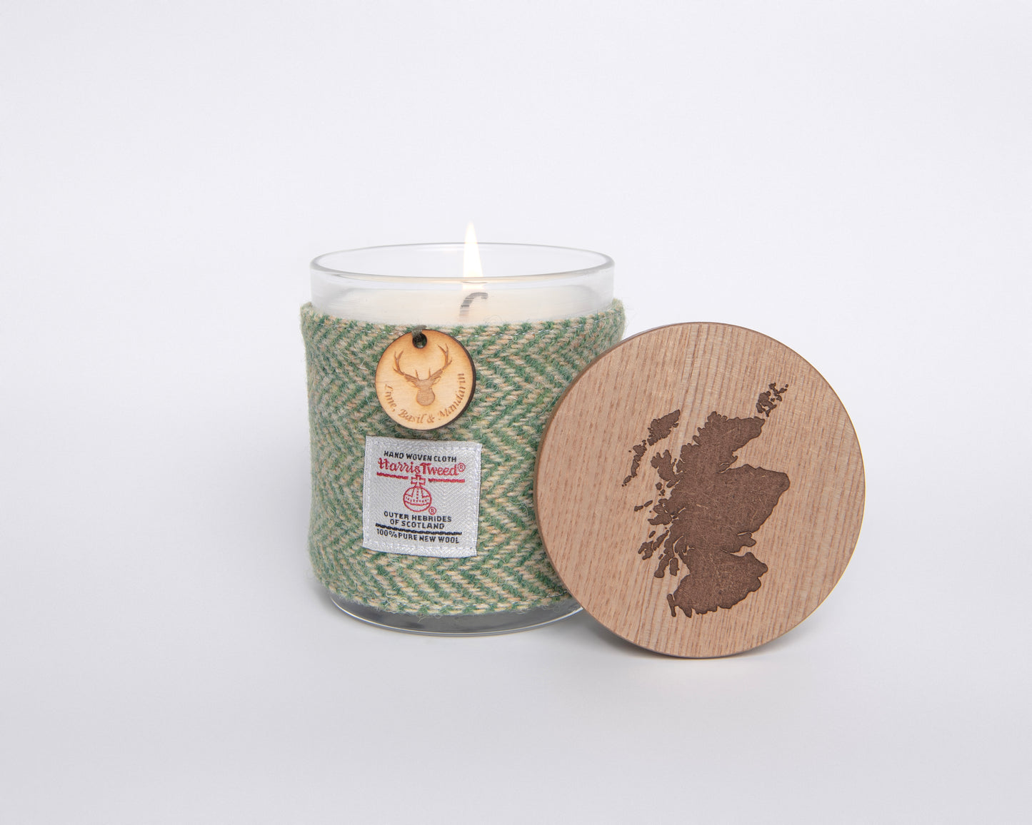 Lime Basil & Mandarin Soy Candle with Harris Tweed Sleeve