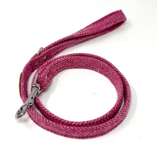 Dog Lead - Pink Herringbone Tweed