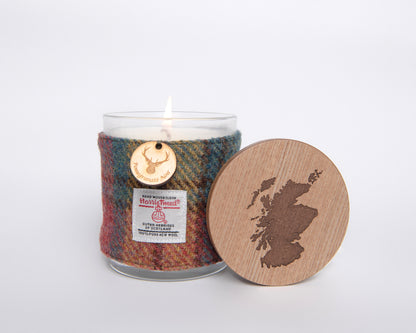 Pomegranate Noir Soy Candle with Harris Tweed Sleeve