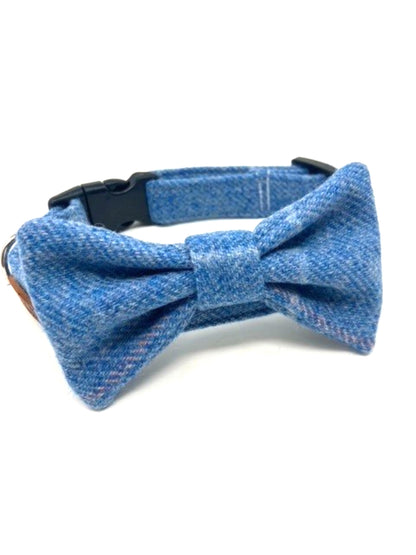 Tweed Dog Collar - Blue Herringbone