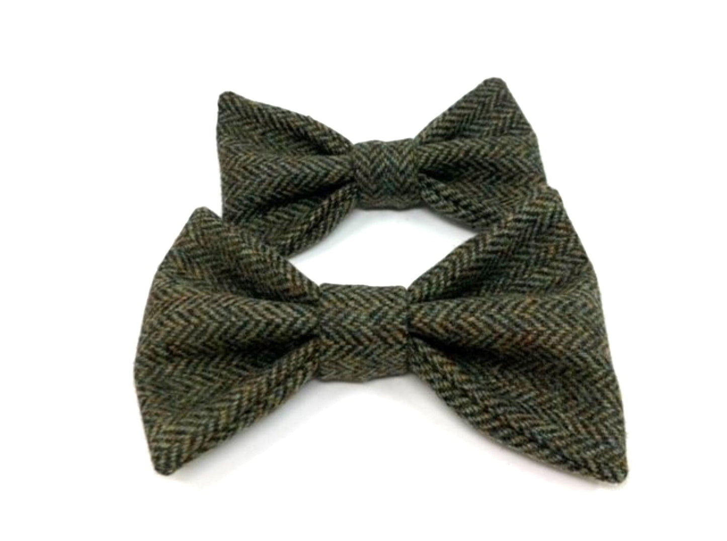 Tweed Dog Bow Tie - Moss Green Herringbone