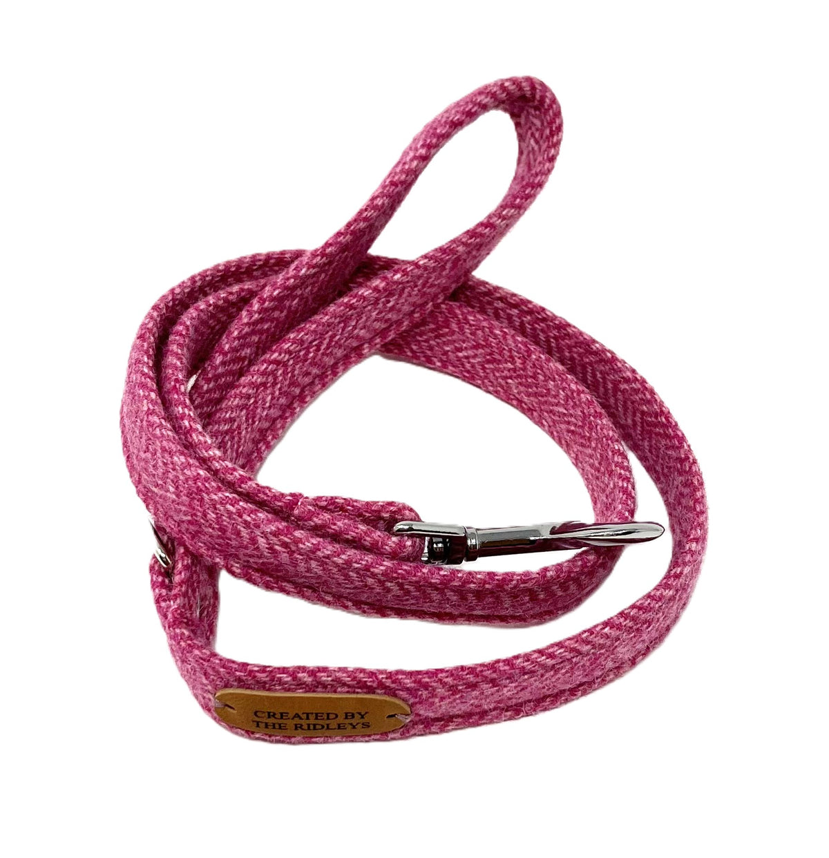 Dog Lead - Pink Herringbone Tweed