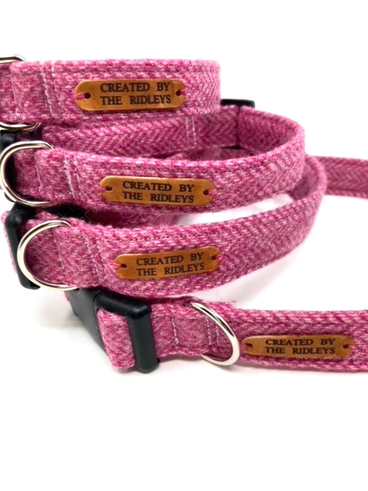 Tweed Dog Bow Tie - Pink Herringbone