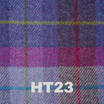 swatch of harris tweed in tones of purple and pink