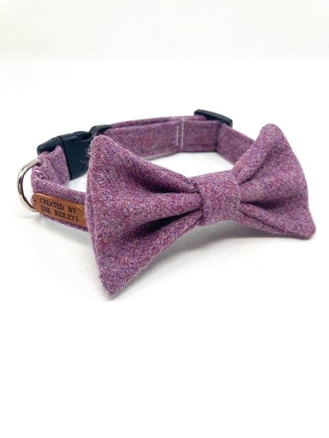 Tweed Dog Bow Tie - Plain Lilac