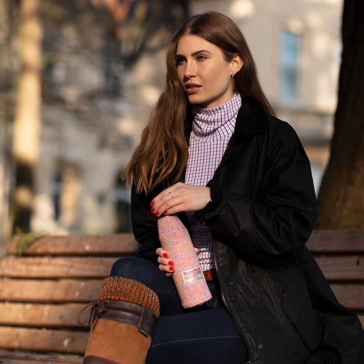 Harris Tweed Thermos Flask - 500ml - Pale Pink