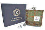 Harris Tweed Cufflink and hip flask Gift Set