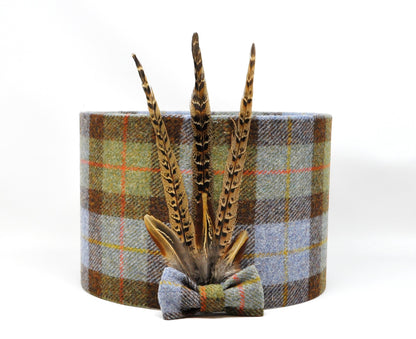 McLeod Tartan Harris Tweed Lampshade with real Pheasant Feathers