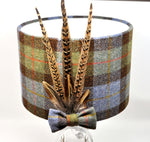 McLeod Tartan Harris Tweed Lampshade with real Pheasant Feathers