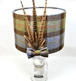 McLeod Tartan Harris Tweed Lampshade with real Pheasant Feathers