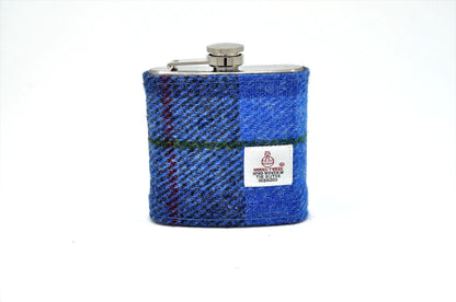 Harris Tweed Hip Flask blue HT01 on its own 