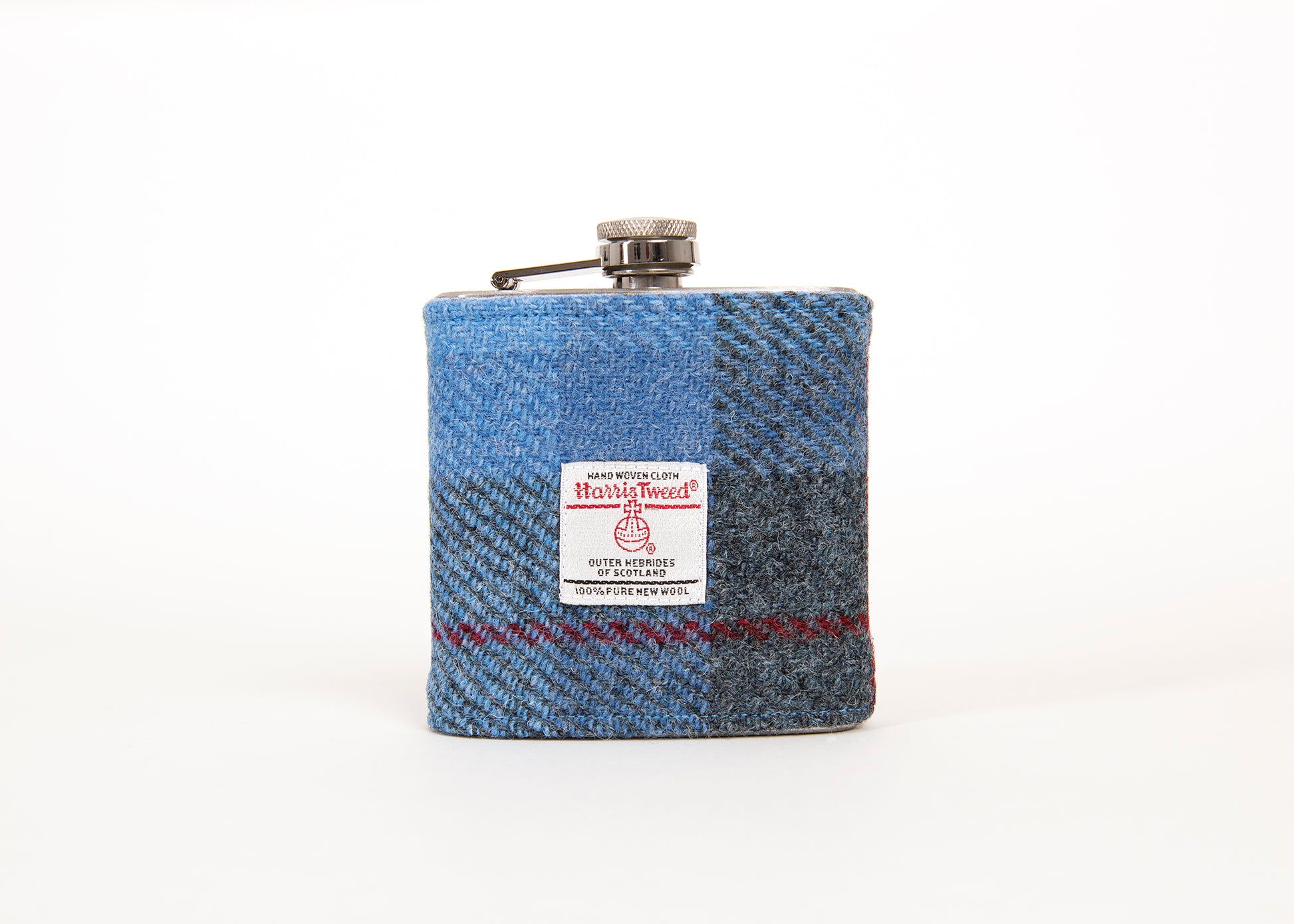 Harris Tweed Hip Flask - Blue Pattern