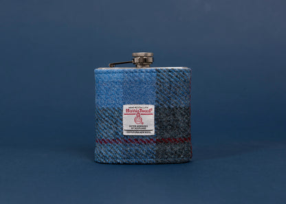 Harris Tweed Hip Flask - Blue Pattern
