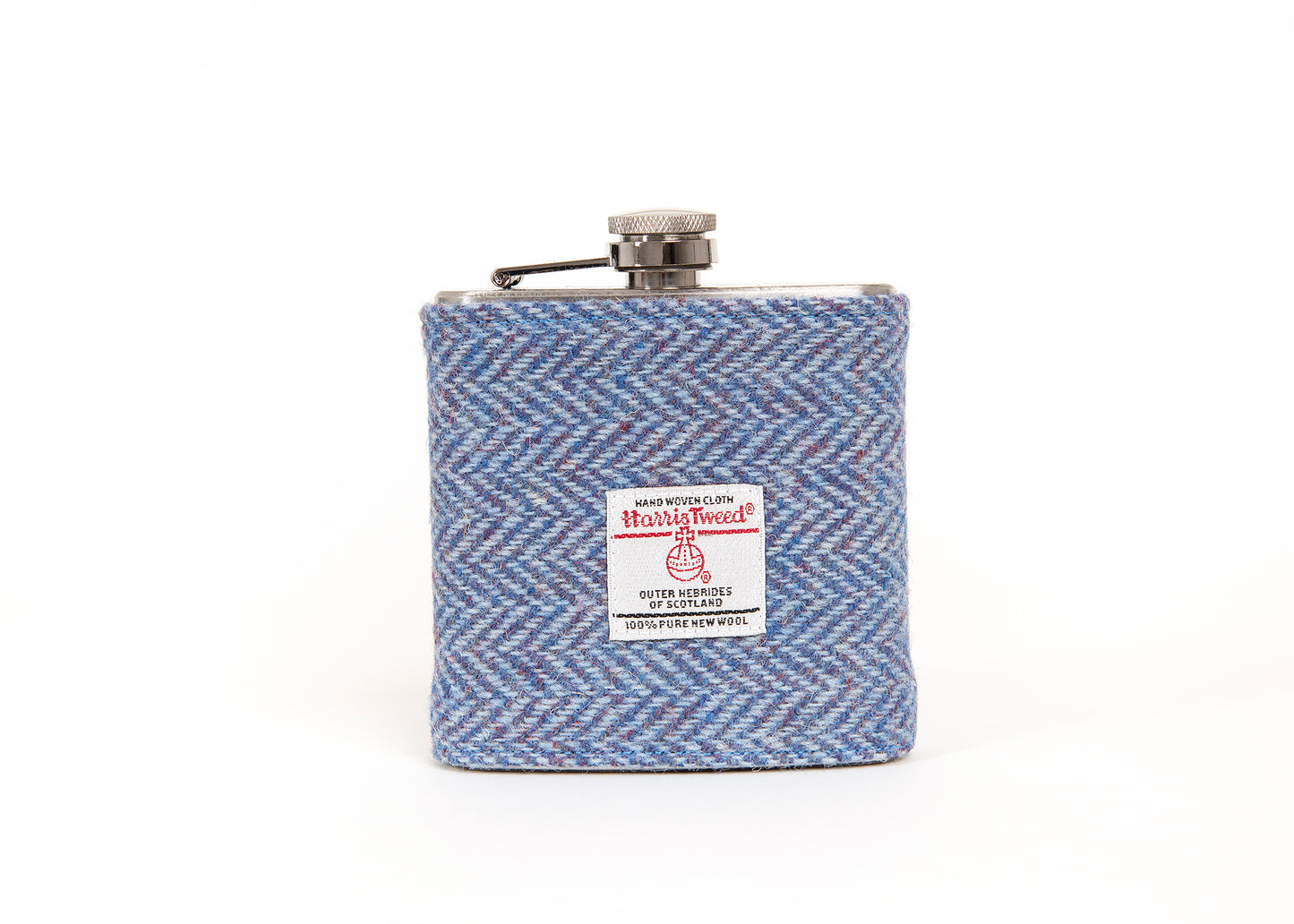 Harris Tweed Hip Flask - Blue Herringbone