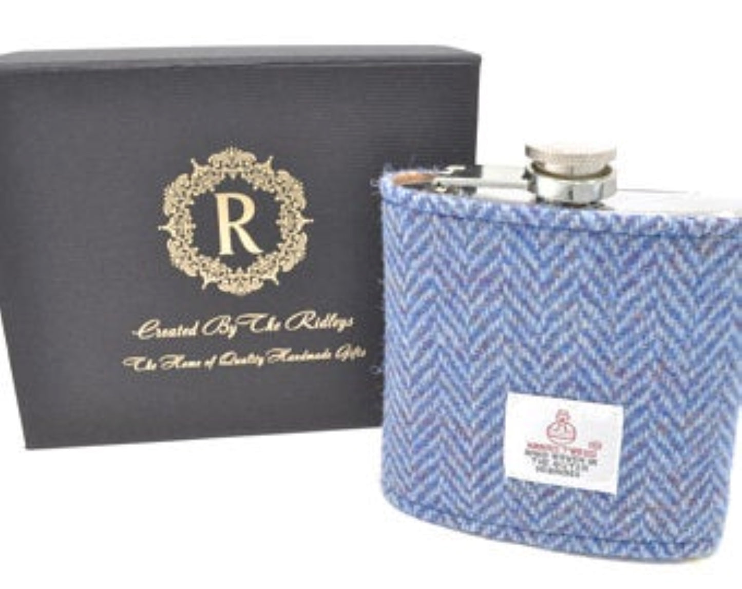 Harris Tweed Cufflink and Hip Flask Gift Set