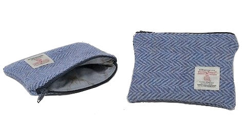 Harris Tweed Coin Purse Blue Herringbone