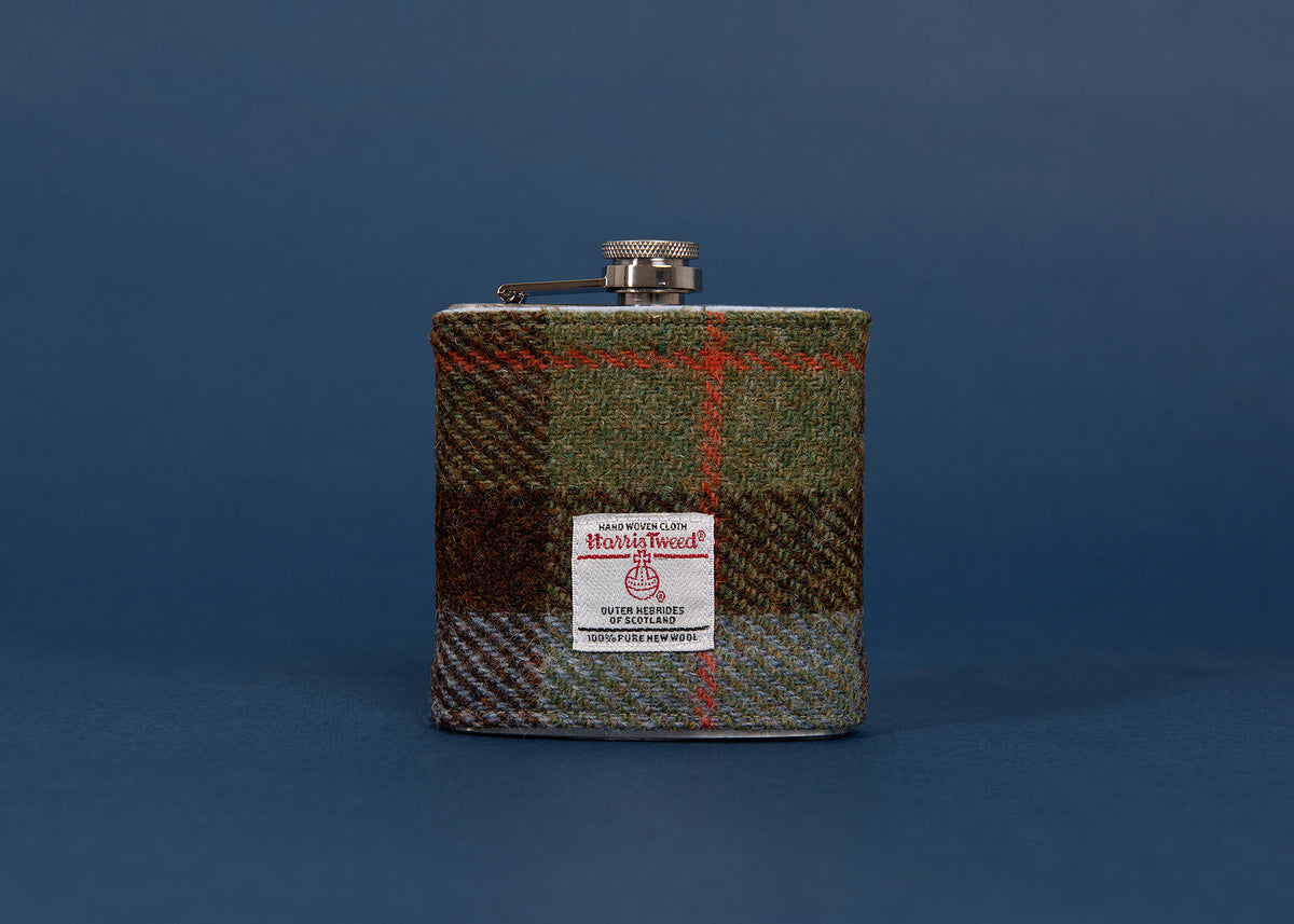 Harris Tweed Hip Flask with MacLeod Tartan