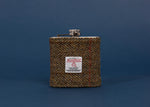 Harris Tweed Hip Flask Olive Hunting Herringbone Tweed