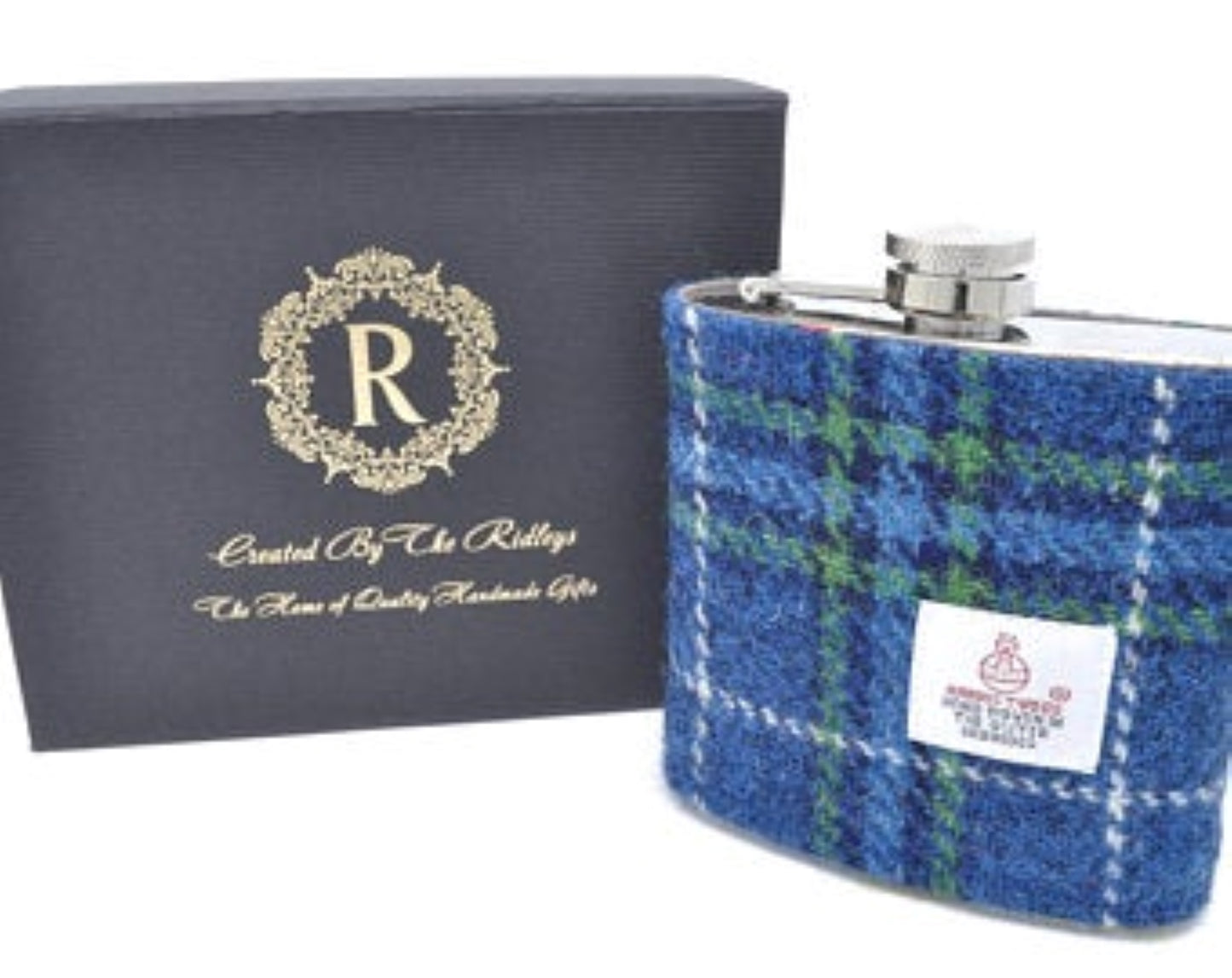 Harris Tweed Cufflink and Hip Flask Gift Set