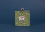 Harris Tweed Hip Flask - Green Herringbone