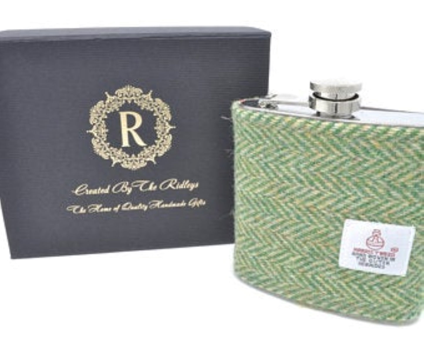 Harris Tweed Cufflink and Hip Flask Gift Set