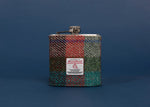 Harris Tweed Hip Flask - Orange and Green Pattern