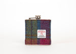 Harris Tweed Hip Flask - Blue Pink Yellow Pattern