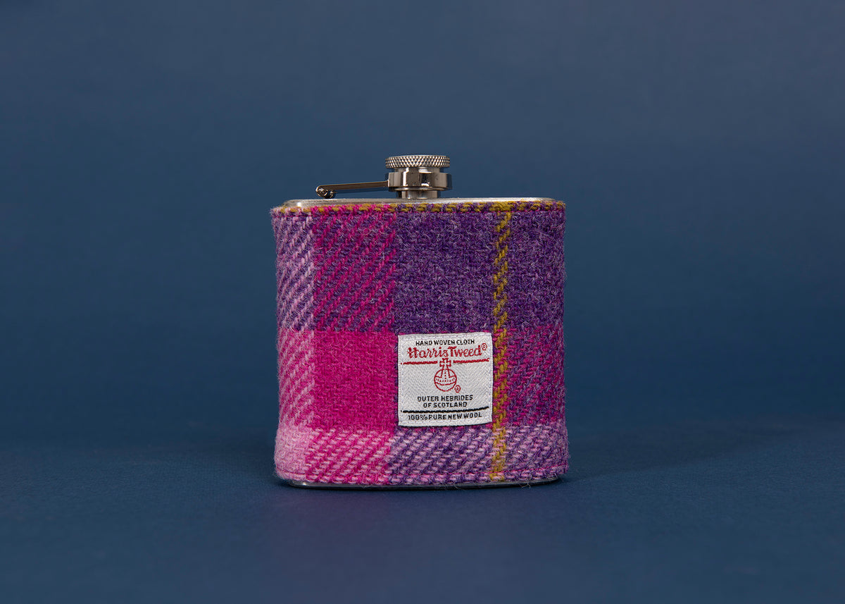 Stainless Steel Hip Flask with Harris Tweed Sleeve