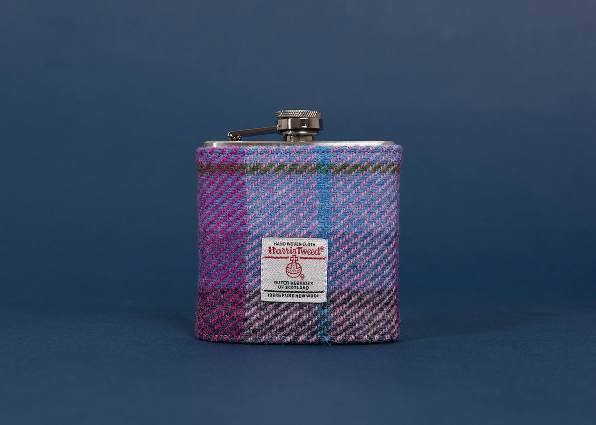 Harris Tweed Hip Flask - Purple Lilac Lavender