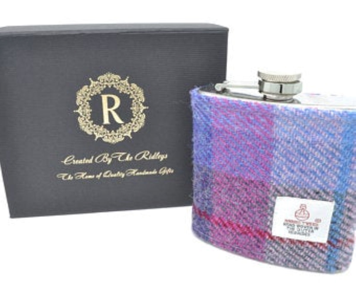 Harris Tweed Cufflink and Hip Flask Gift Set