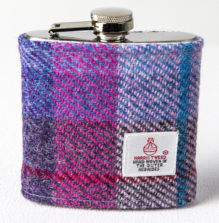 Harris Tweed Hip Flask - Purple Lilac Lavender