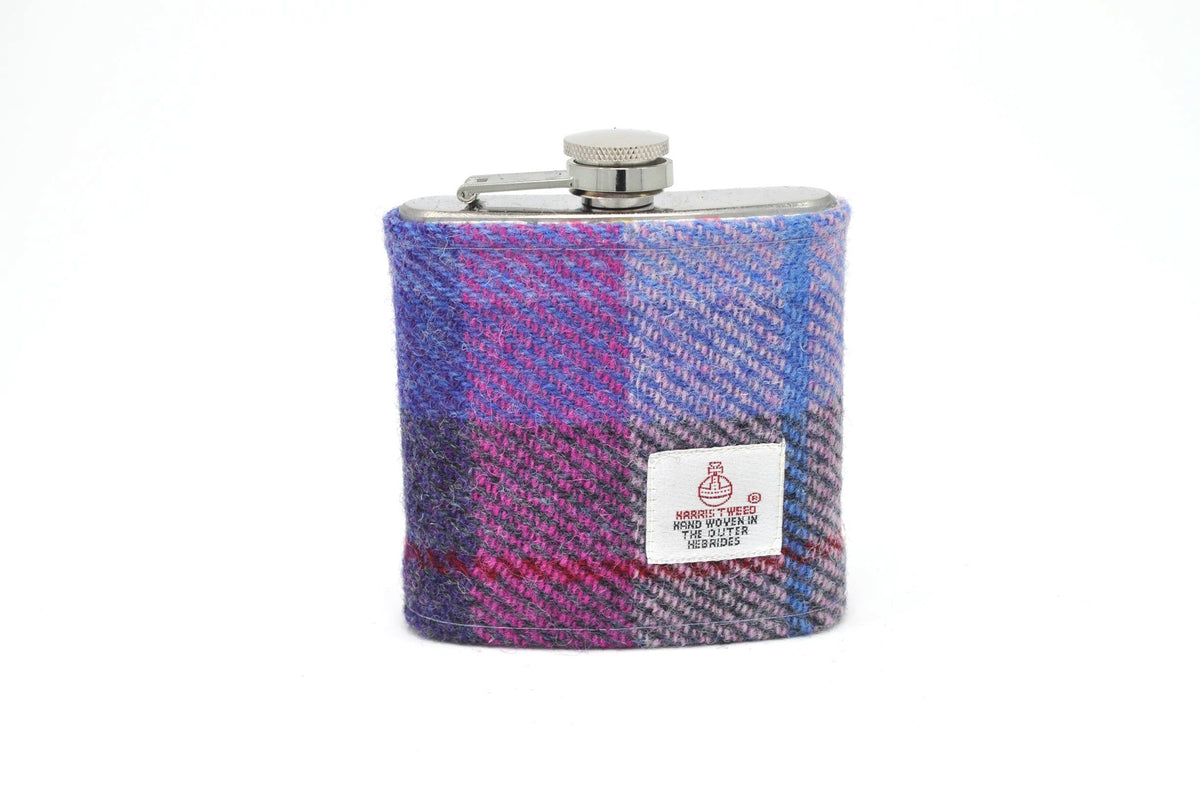 Harris Tweed Hip Flask - Purple Lilac Lavender