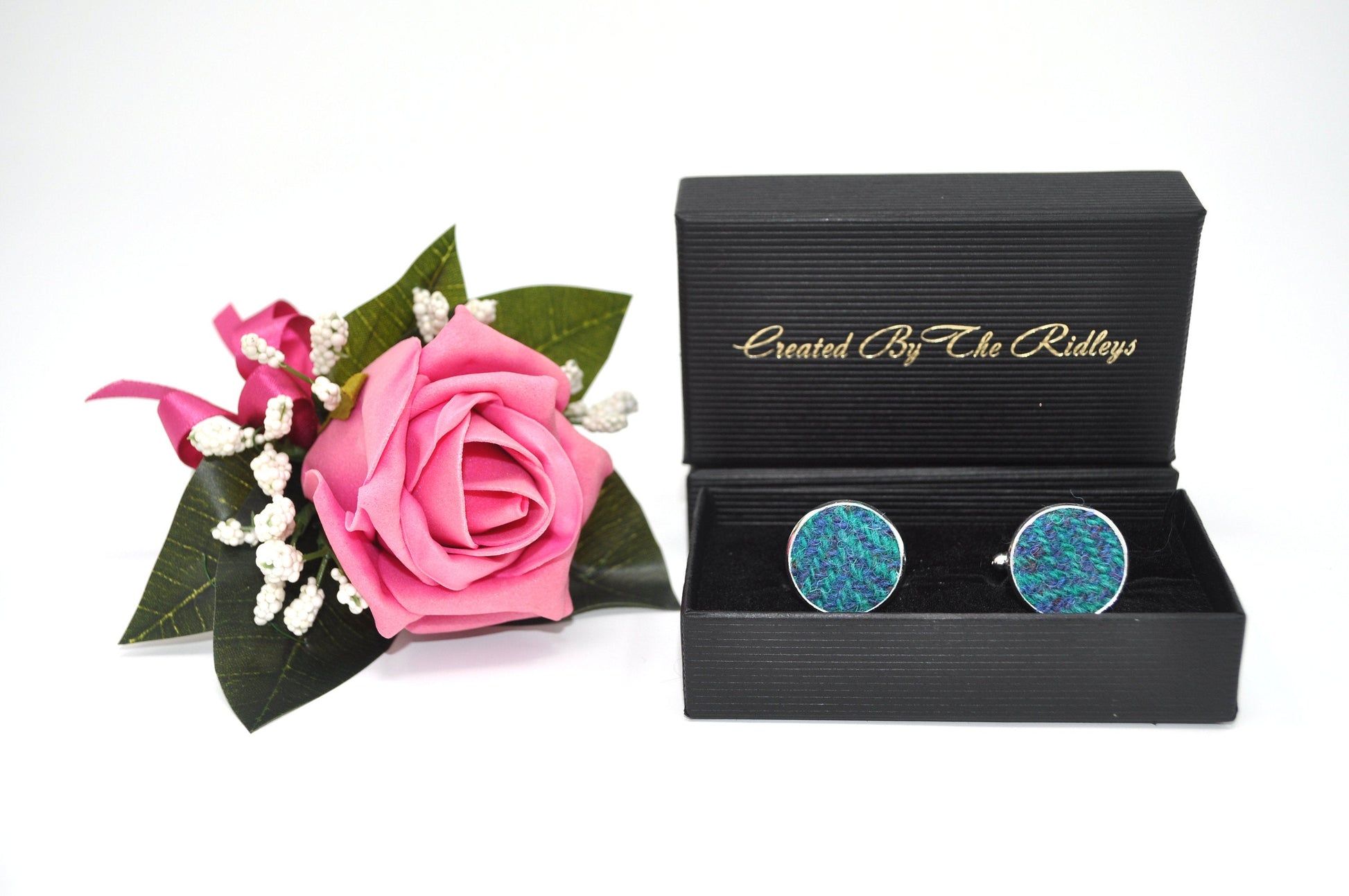 Harris Tweed Cufflinks Teal