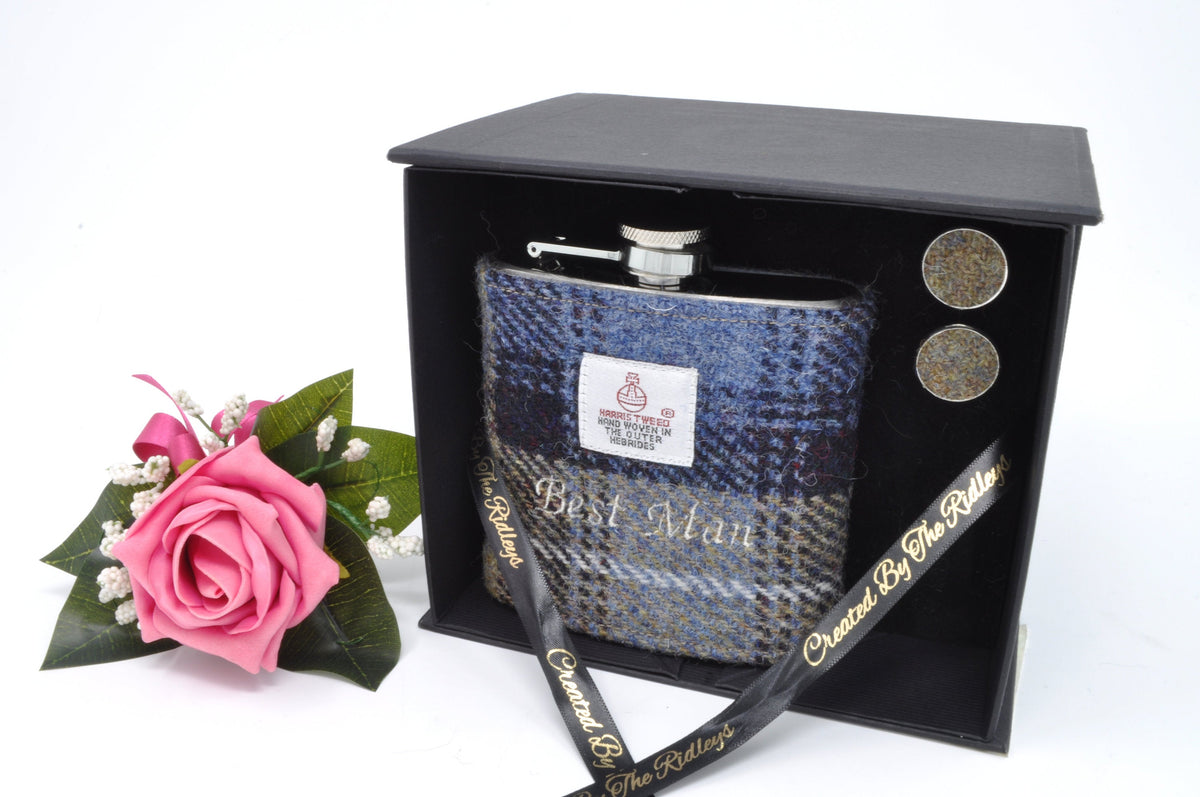 Harris Tweed Hip Flask McKenzie Tartan