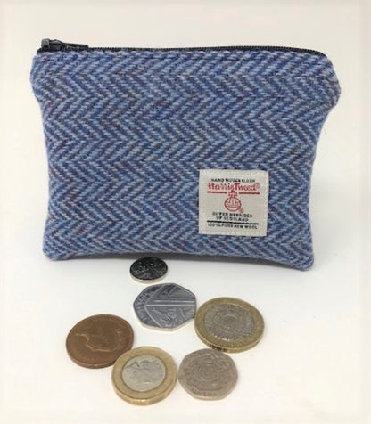 Harris Tweed coin purse Blue Herringbone