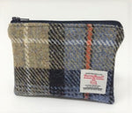 Harris Tweed coin purse MacKenzie Tartan Blue, Dark Grey