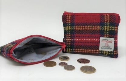Harris Tweed coin purse - Red Royal Stewart Tartan