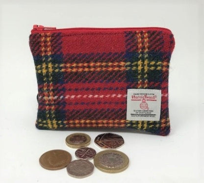 Harris Tweed coin purse - Red Royal Stewart Tartan