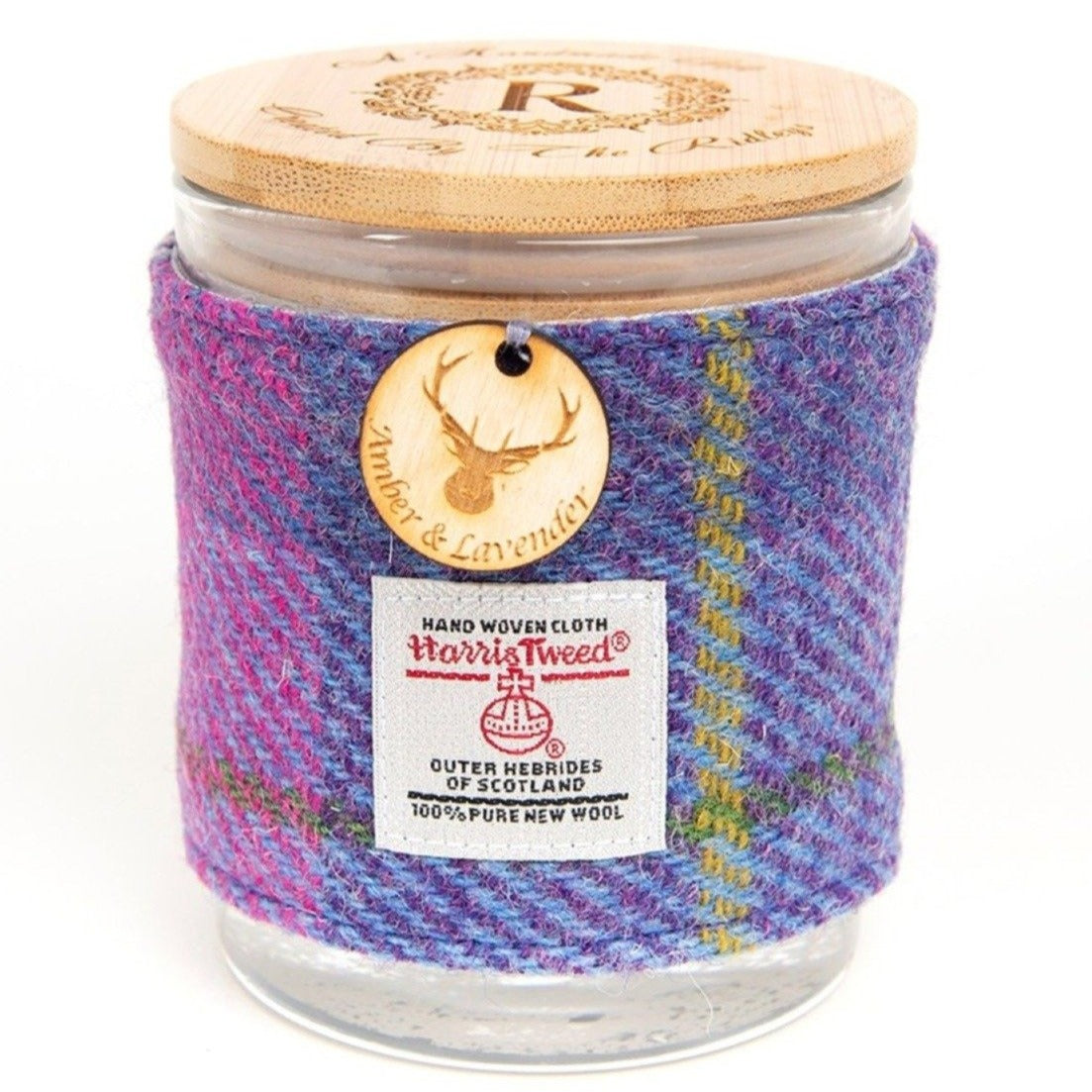 Amber and Lavender Soy Candle with Harris Tweed Sleeve