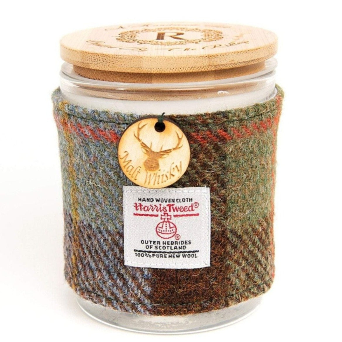 Malt Whisky Scented Soy Candle with Harris Tweed Sleeve