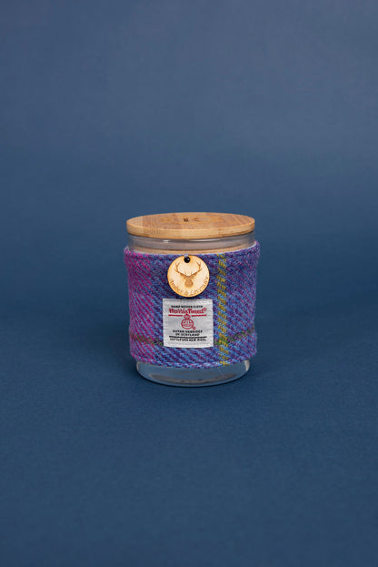 Amber and Lavender Soy Candle with Harris Tweed Sleeve