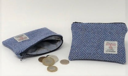 Harris Tweed coin purse Blue Herringbone